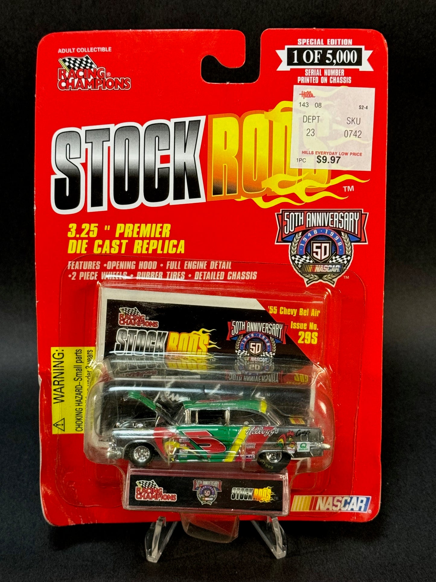 1998 Racing Champions NASCAR Stock Rods #29S '55 Chevy Bel Air, Chrome