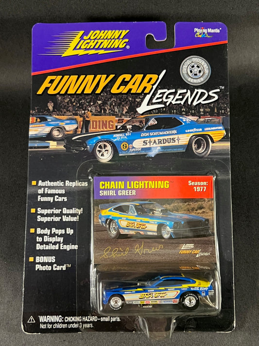 Johnny Lightning 1998 Funny Car Legends 1977 Season Chain Lightning Shirl Greer, Blue