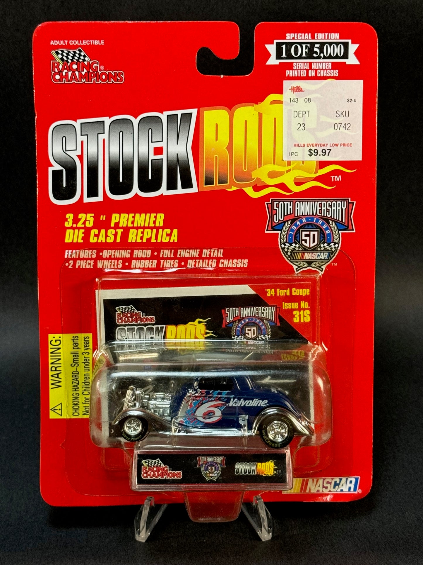 1998 Racing Champions NASCAR Stock Rods #31S '34 Ford Coupe, Blue