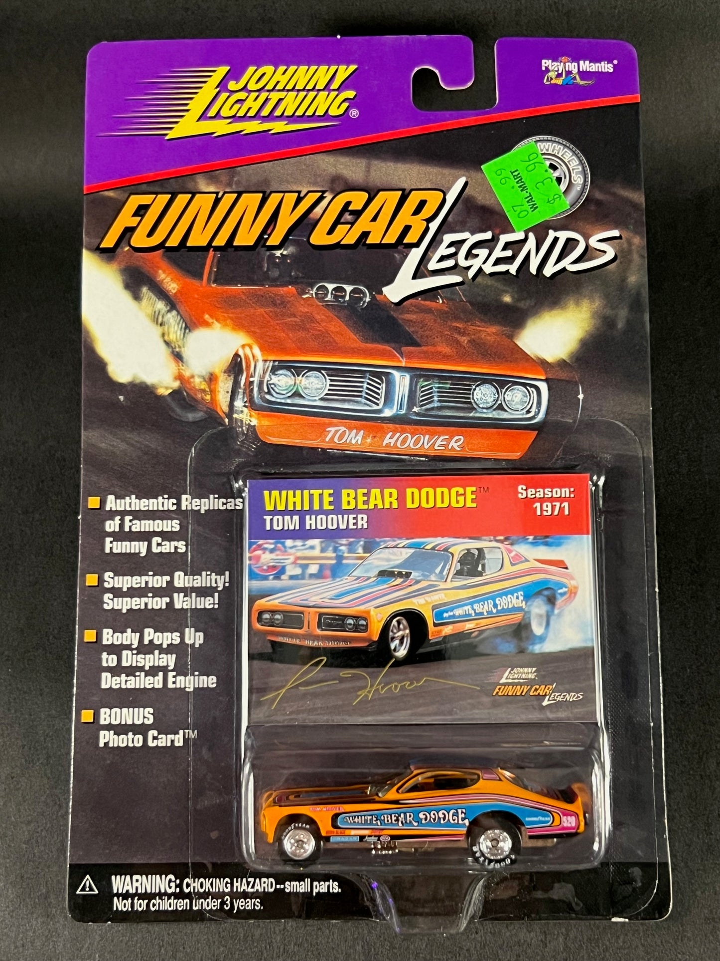 Johnny Lightning 1999 Funny Car Legends 1971 Season White Bear Dodge Tom Hoover, Orange