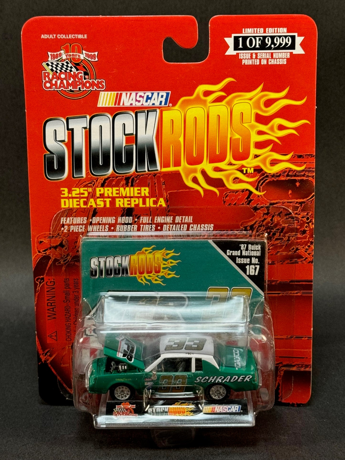 1999 Racing Champions NASCAR Stock Rods #167 '87 Buick Grand National, Green