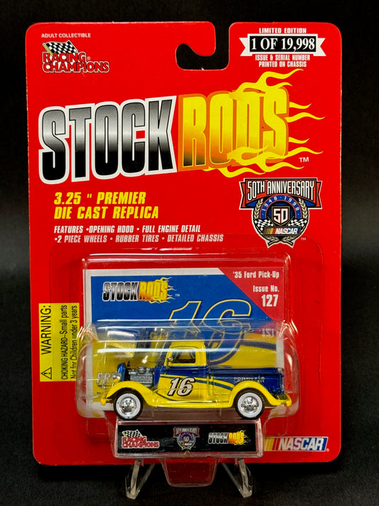 1998 Racing Champions NASCAR Stock Rods #127 '35 Ford Pick-Up, Yellow and Blue