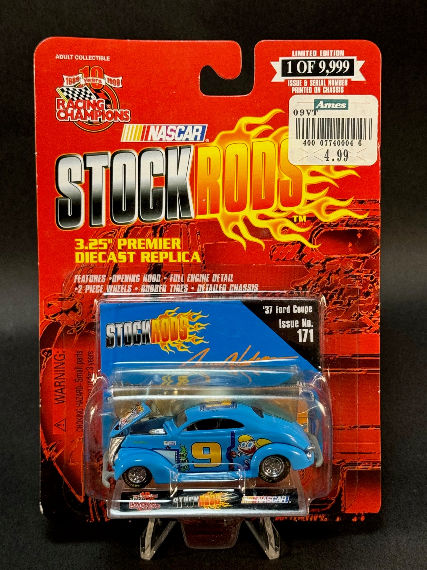 1999 Racing Champions NASCAR Stock Rods #171 '37 Ford Coupe, Blue