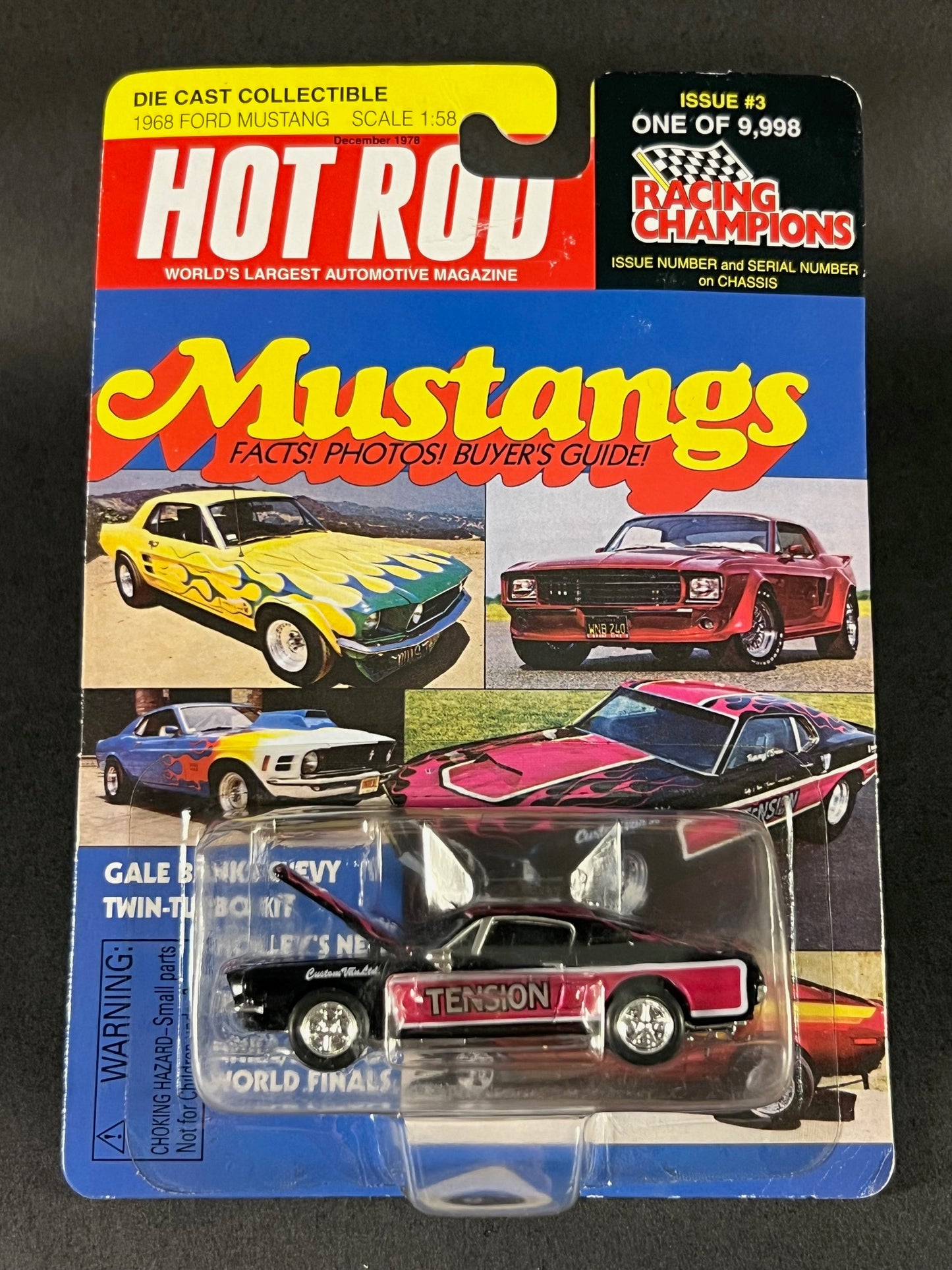 Racing Champions 1998 Hot Rod Magazine #3 1968 Ford Mustang, Black