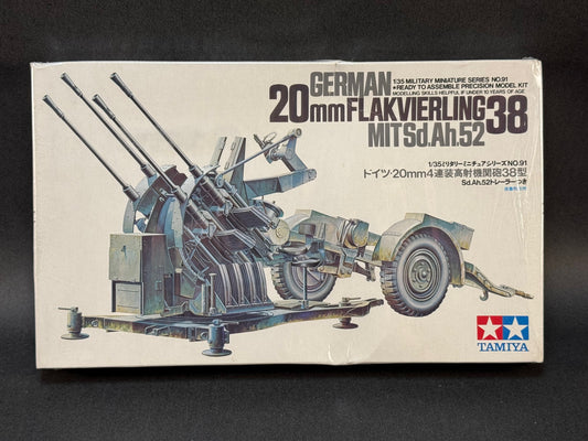 1988 Tamiya Model Kit 35091 1:35 Scale German 20mm Flakvierling 38 MIT Sd.Ah.52