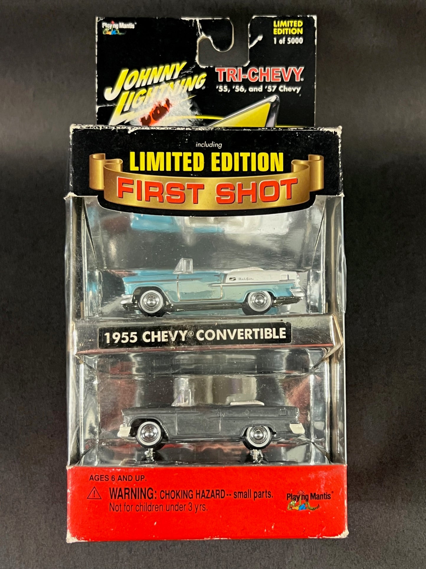 Johnny Lightning 2000 Tri-Chevy 1955 Chevy Convertible Plus First Shot, Blue