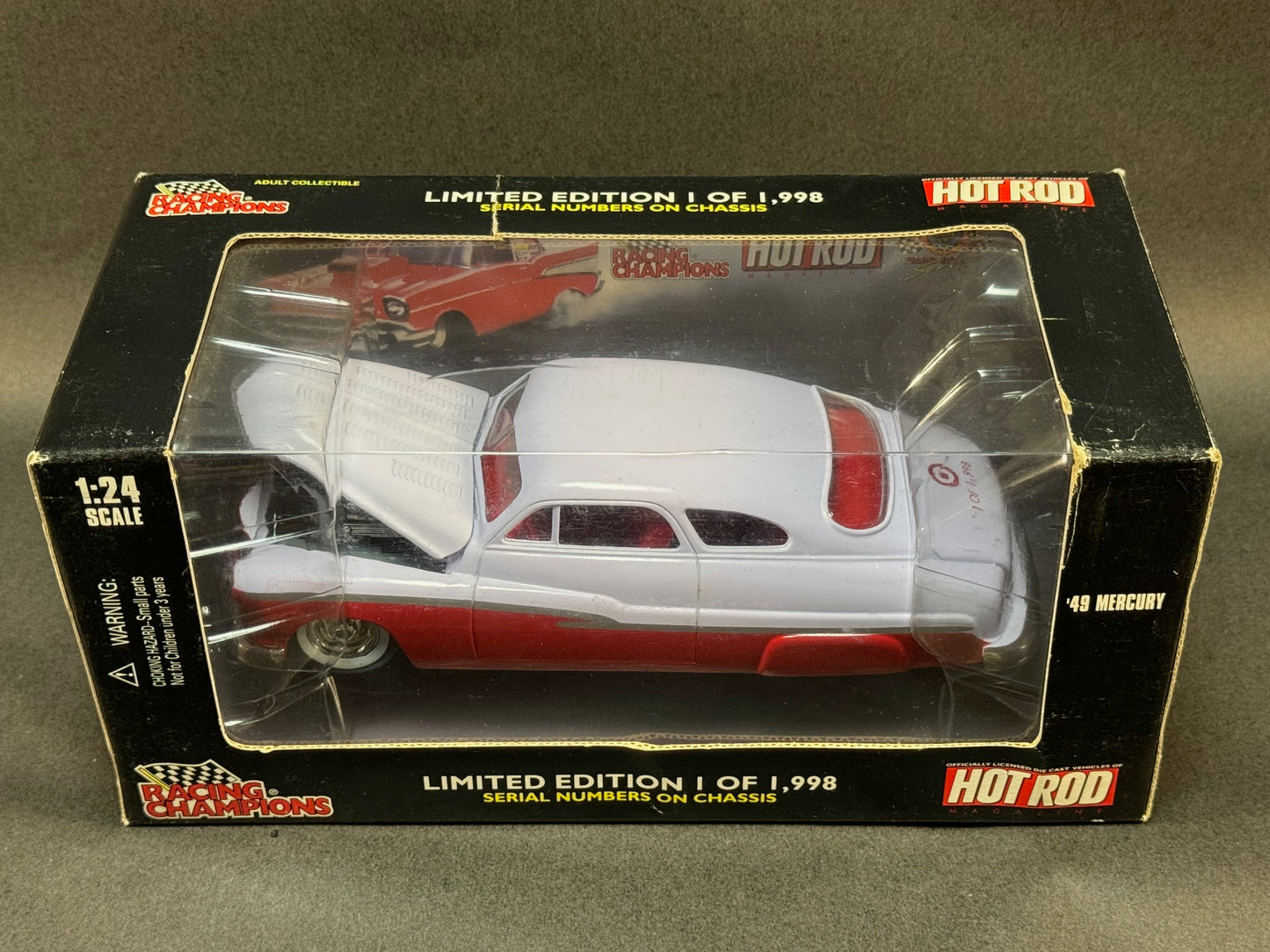 1998 Racing Champions 1:24 Hot Rod Magazine '49 Mercury, White and Red