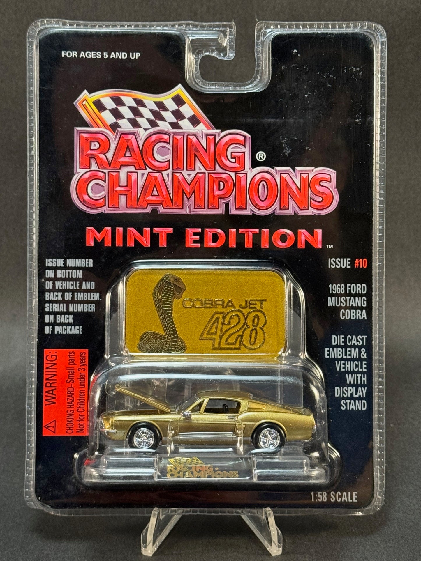 1996 Racing Champions MINT Edition Issue #10 1968 Ford Mustang Cobra, Gold