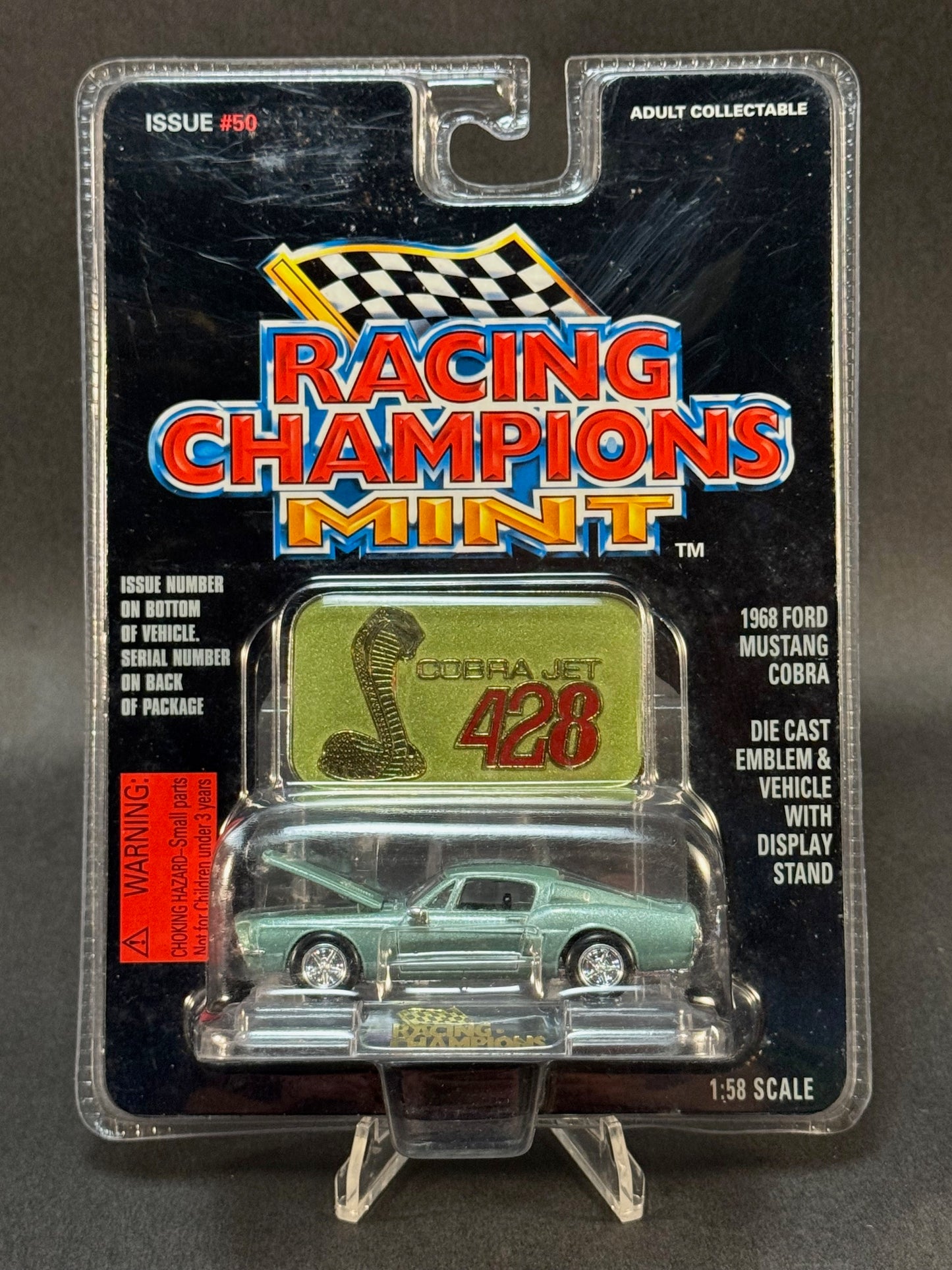 1996 Racing Champions MINT Edition Issue #50 1968 Ford Mustang Cobra, Green