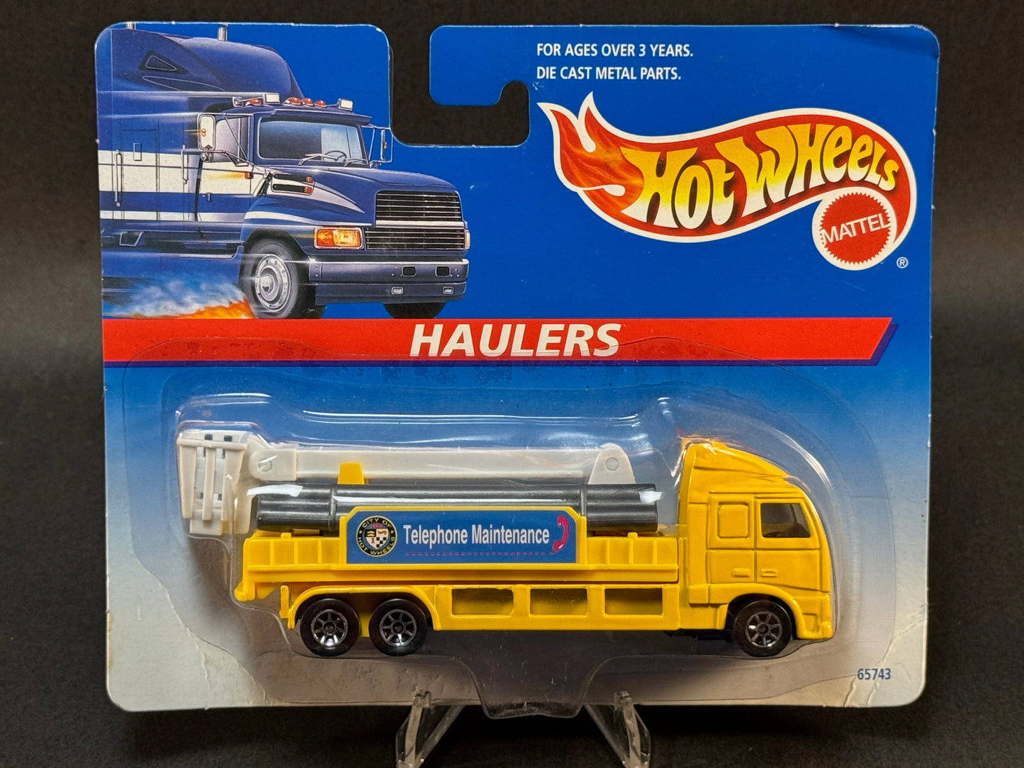 1996 Hot Wheels Haulers Telephone Maintenance, Yellow