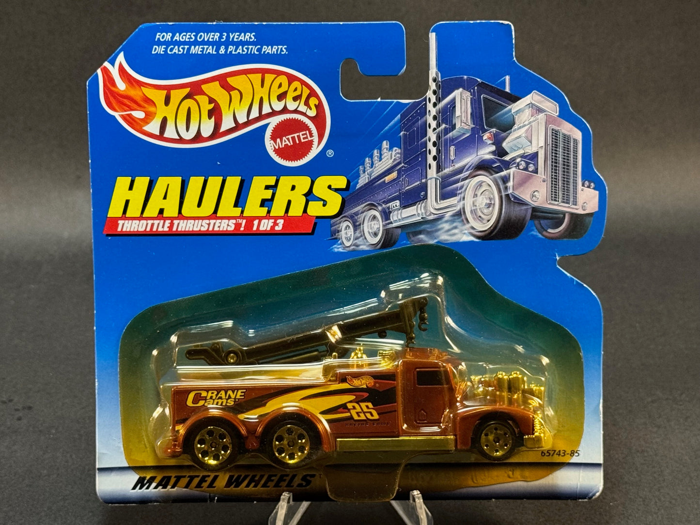 1999 Hot Wheels Haulers Throttle Thrusters #1 Crane Cams, Brown