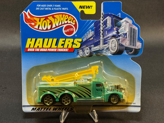 1999 Hot Wheels Haulers Big Rig Race Crane, Green