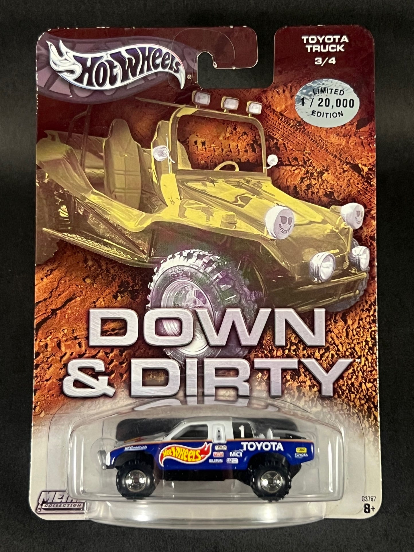 Hot Wheels 2003 Down & Dirty #3 Toyota Truck, Blue and White