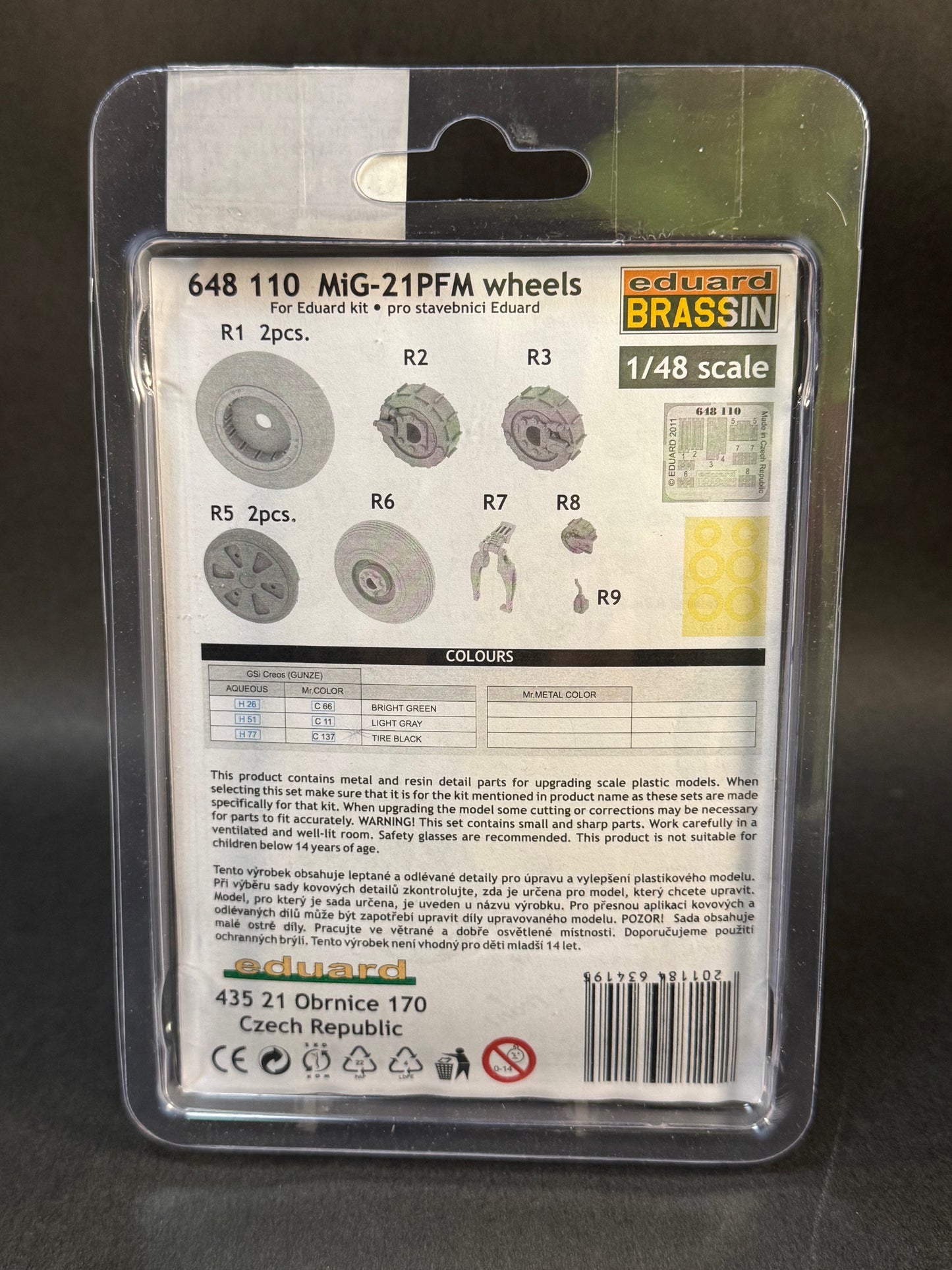 2011 Eduard Brassin 648 110 1:48 Scale MiG-21PFM Fishbed Wheels Set for Eduard Kit