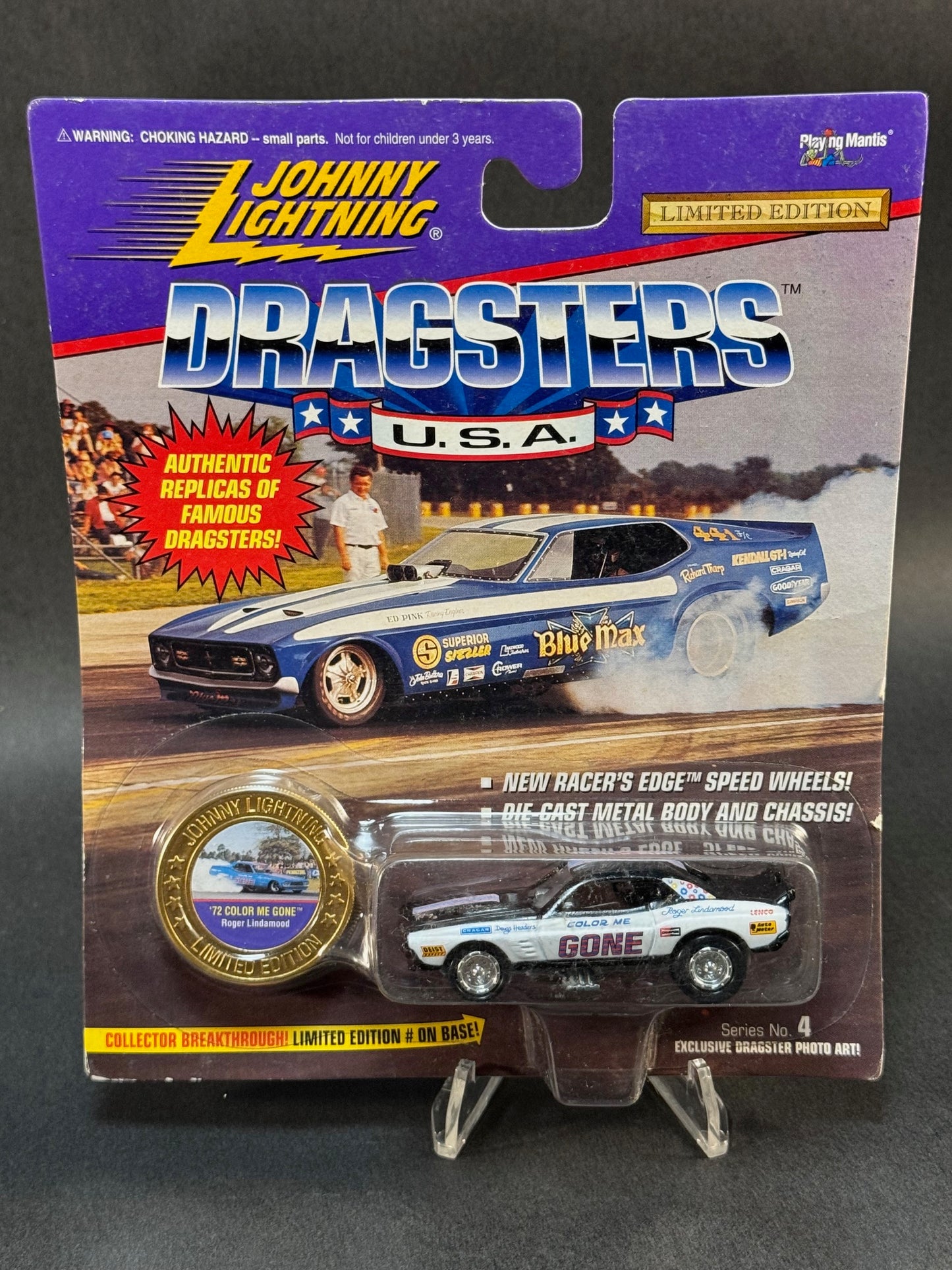 1995 Johnny Lightning Dragsters USA Series 4 '72 Color Me Gone, Black and White