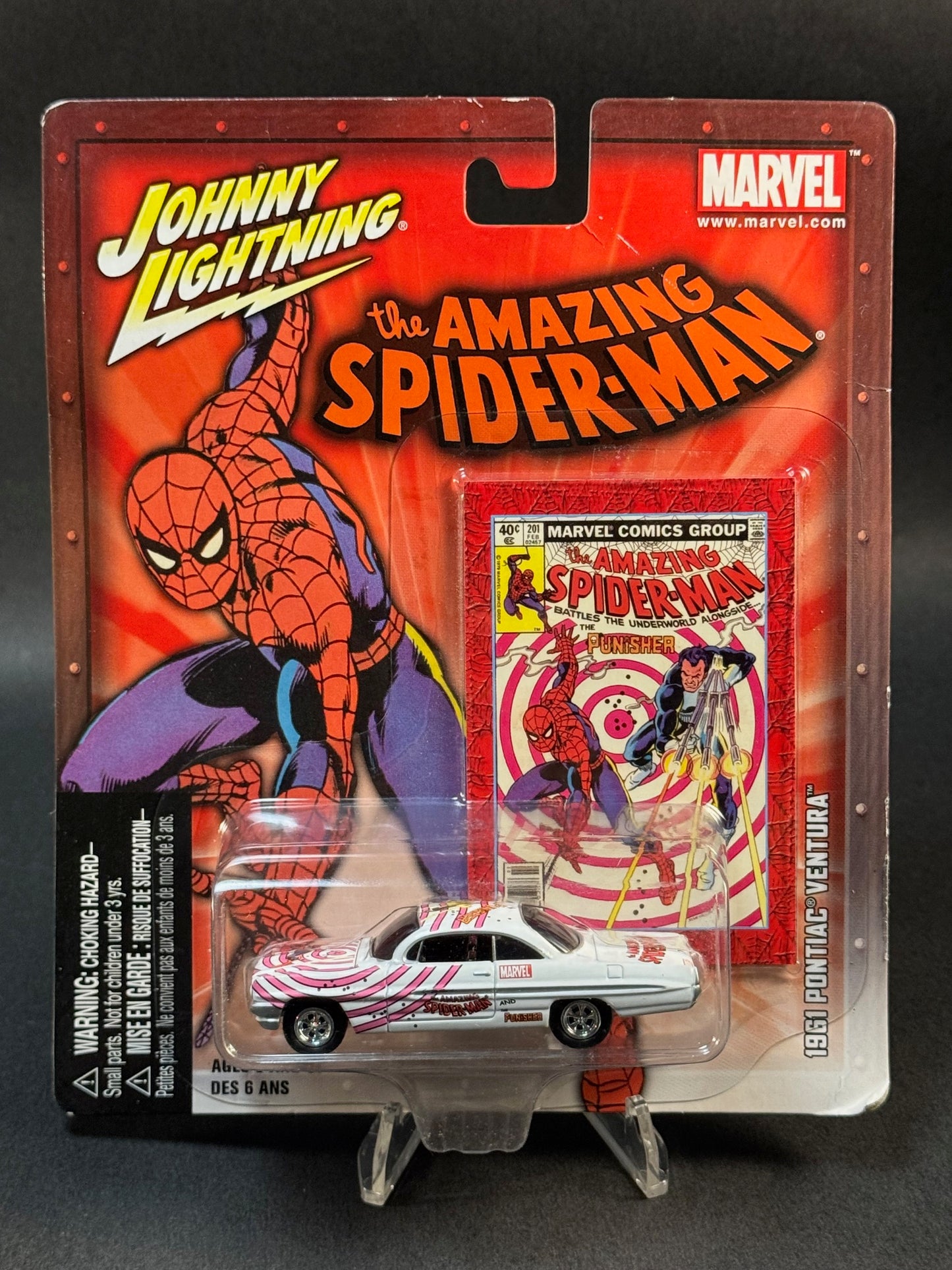 2004 Johnny Lightning The Amazing Spider-Man 1961 Pontiac Ventura, White