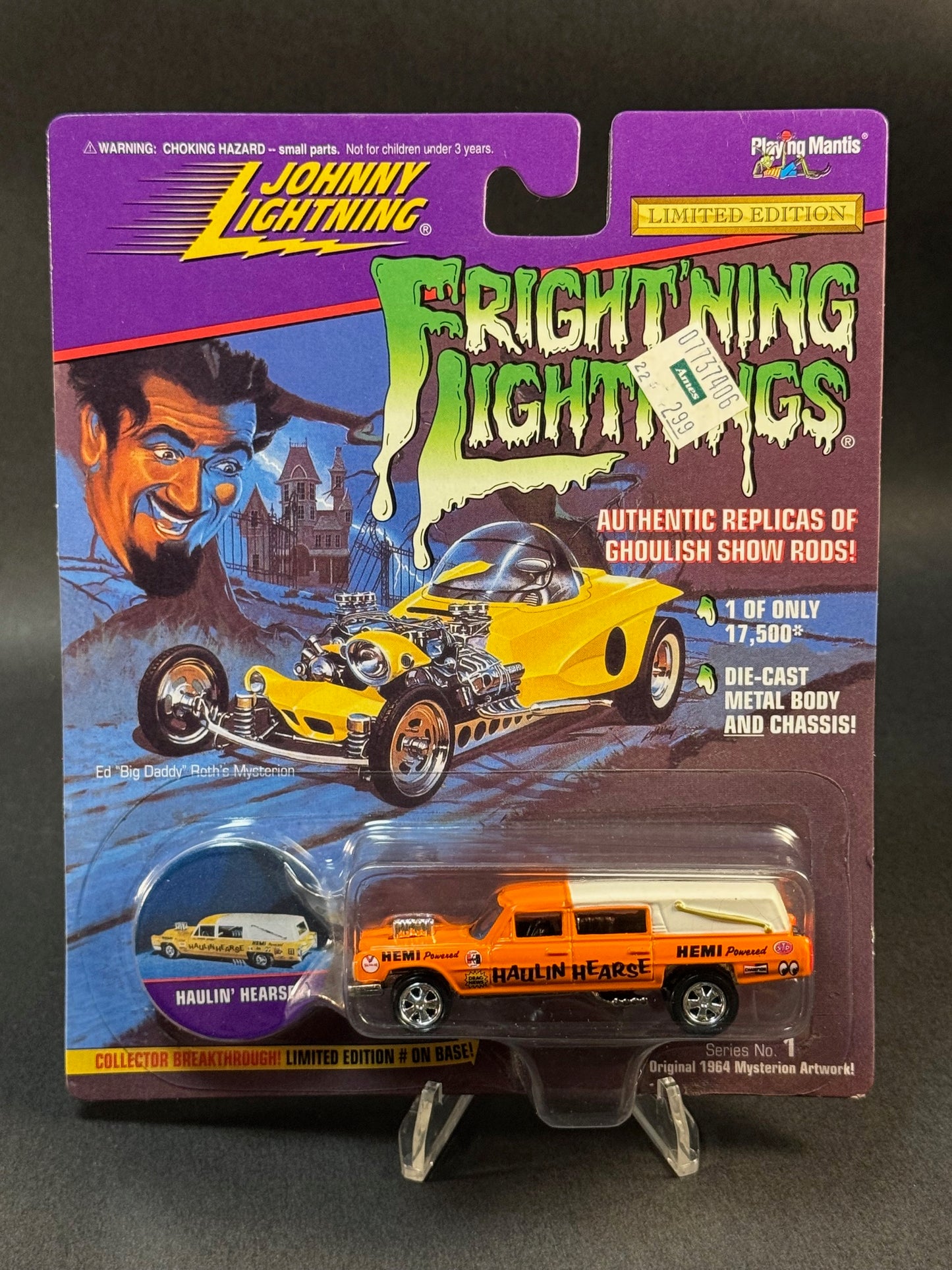 1996 Johnny Lightning Fright'ning Lightnings Series 1 Haulin' Hearse, Orange