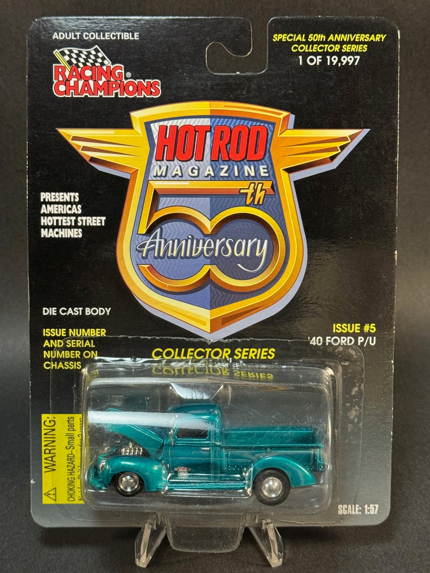 1997 Racing Champions Hot Rod Magazine 50th Anniversary Issue 5 '40 Ford P/U, Teal