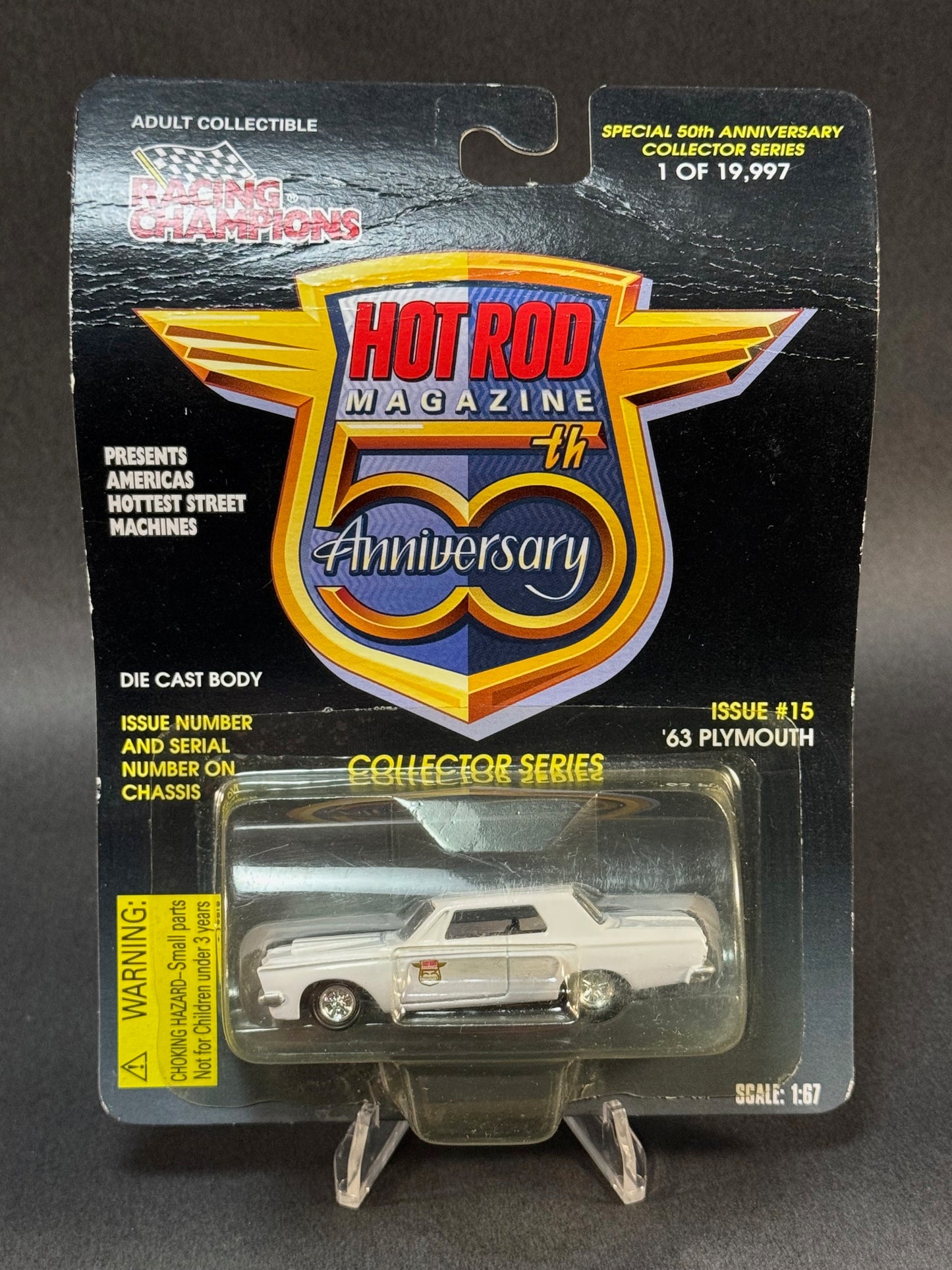1997 Racing Champions Hot Rod Magazine 50th Anniversary Issue 15 '63 Plymouth, White