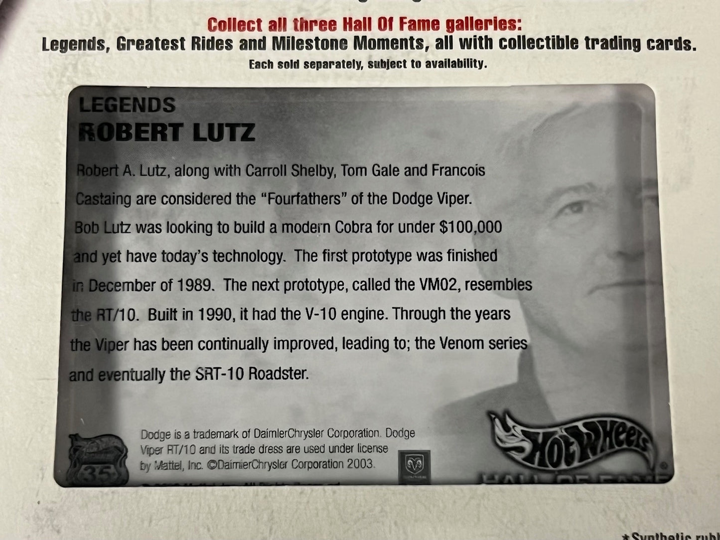 Hot Wheels 2002 Hall of Fame - Legends - Robert Lutz - Viper, Red