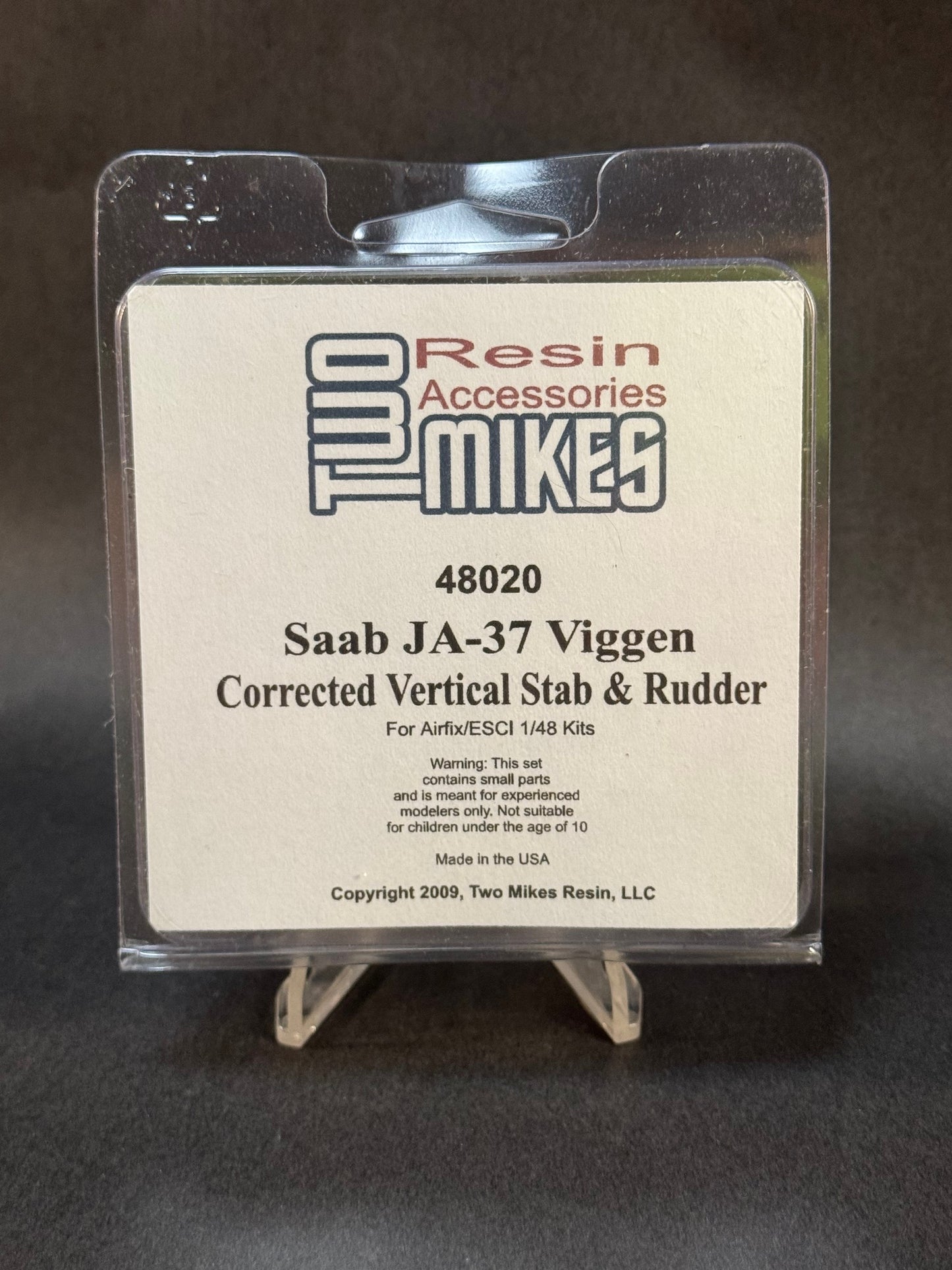 2009 Two Mikes 48020 1:48 Scale Saab JA-37 Viggen Corrected Vertical Stab & Rudder for ESCI/Airfix Kits