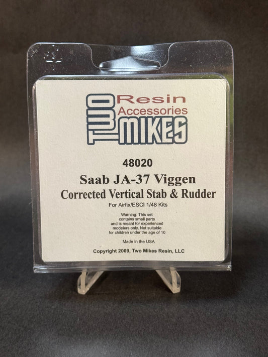 2009 Two Mikes 48020 1:48 Scale Saab JA-37 Viggen Corrected Vertical Stab & Rudder for ESCI/Airfix Kits
