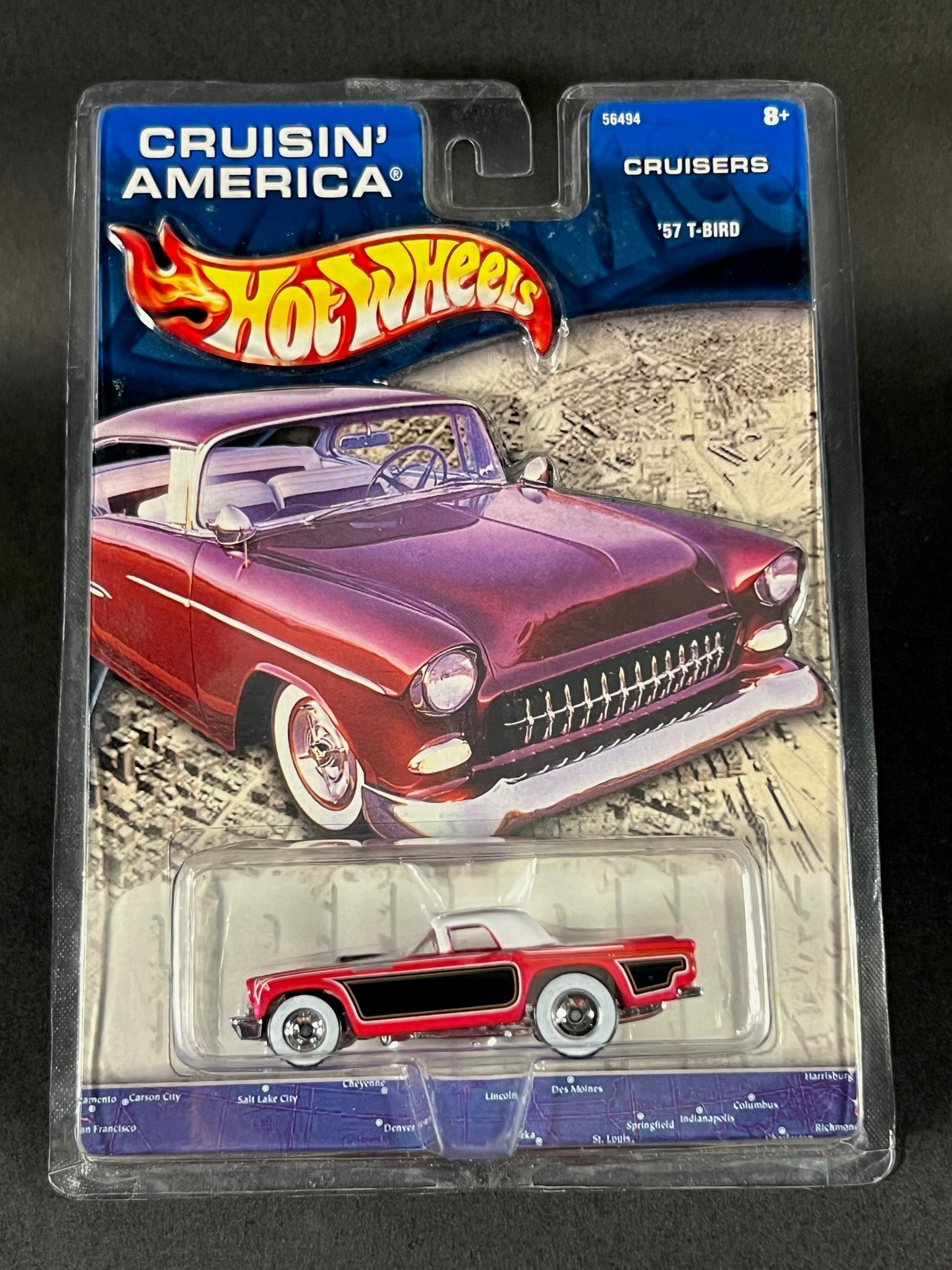 Hot Wheels 2002 Cruisin' America Cruisers '57 T-Bird, Red and Black