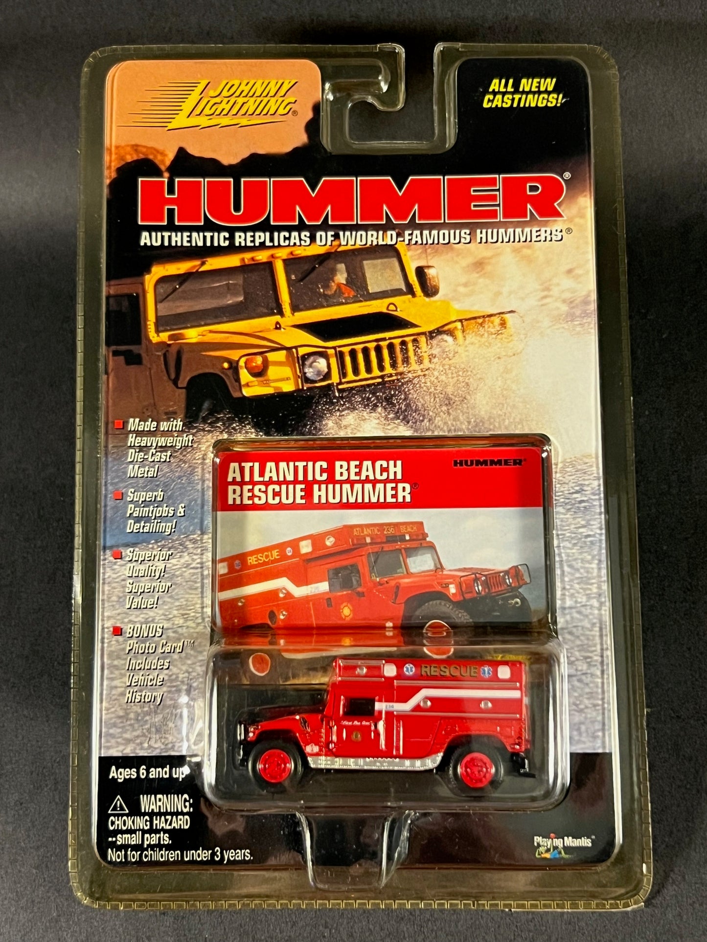 Johnny Lightning 1999 Hummer Series Atlantic Beach Rescue Hummer, Red