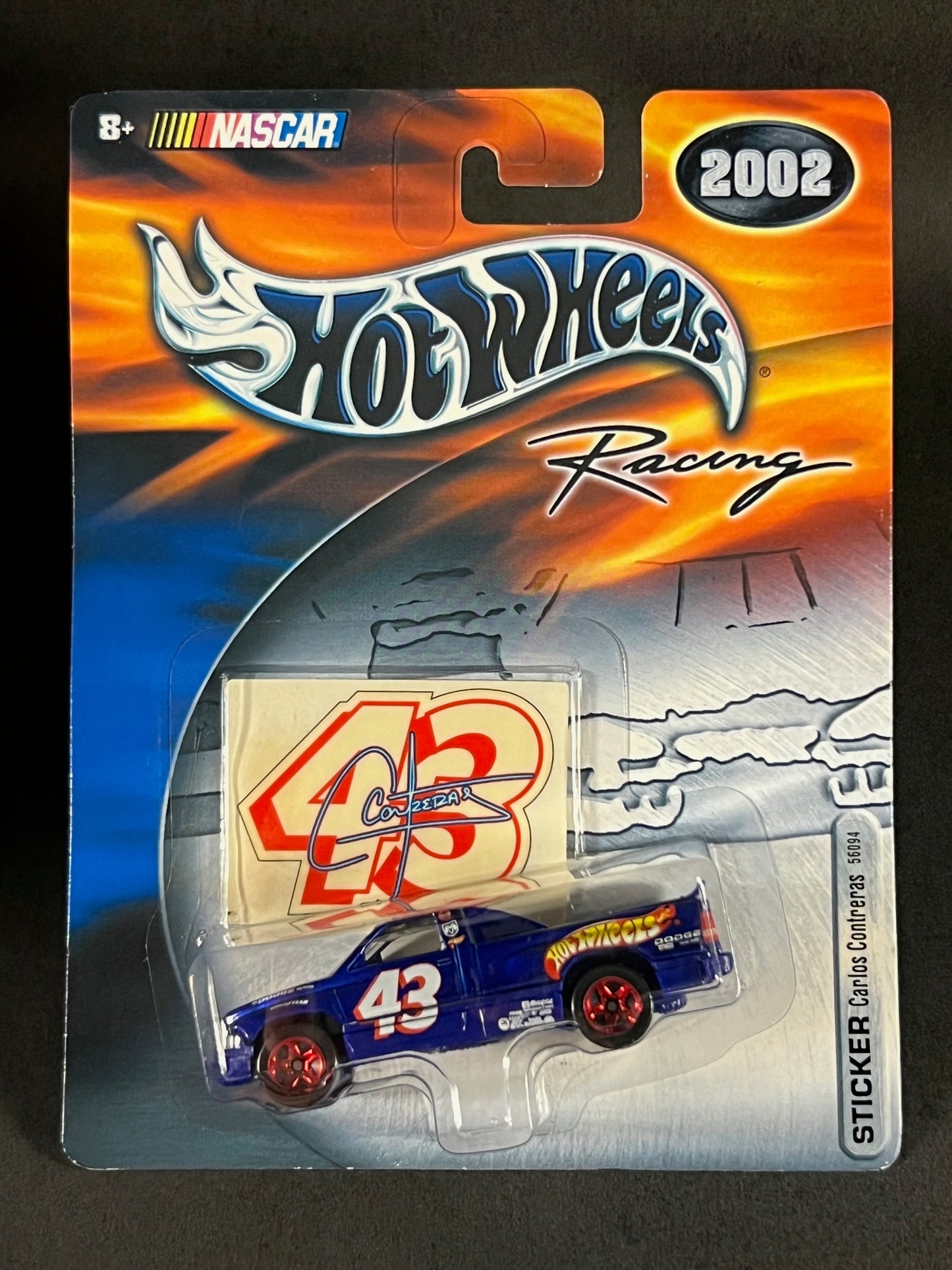 Hot Wheels Racing 2002 NASCAR Sticker Series Carlos Contreras Dodge Pickup, Blue