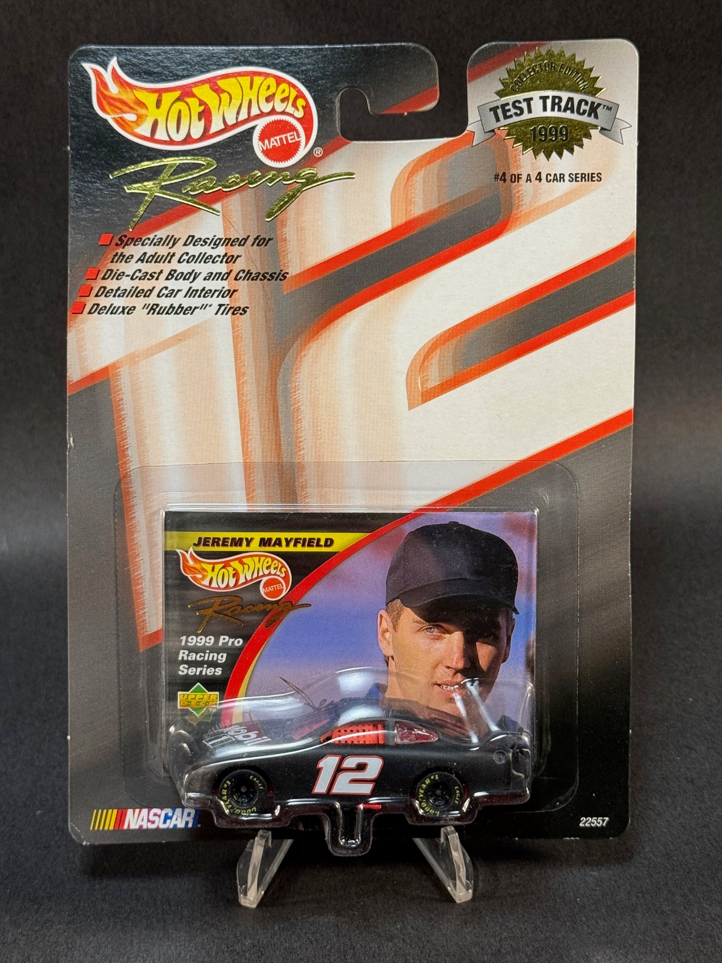 1998 Hot Wheels Racing Collector Edition 1999 Test Track #4 Jeremy Mayfield, Black