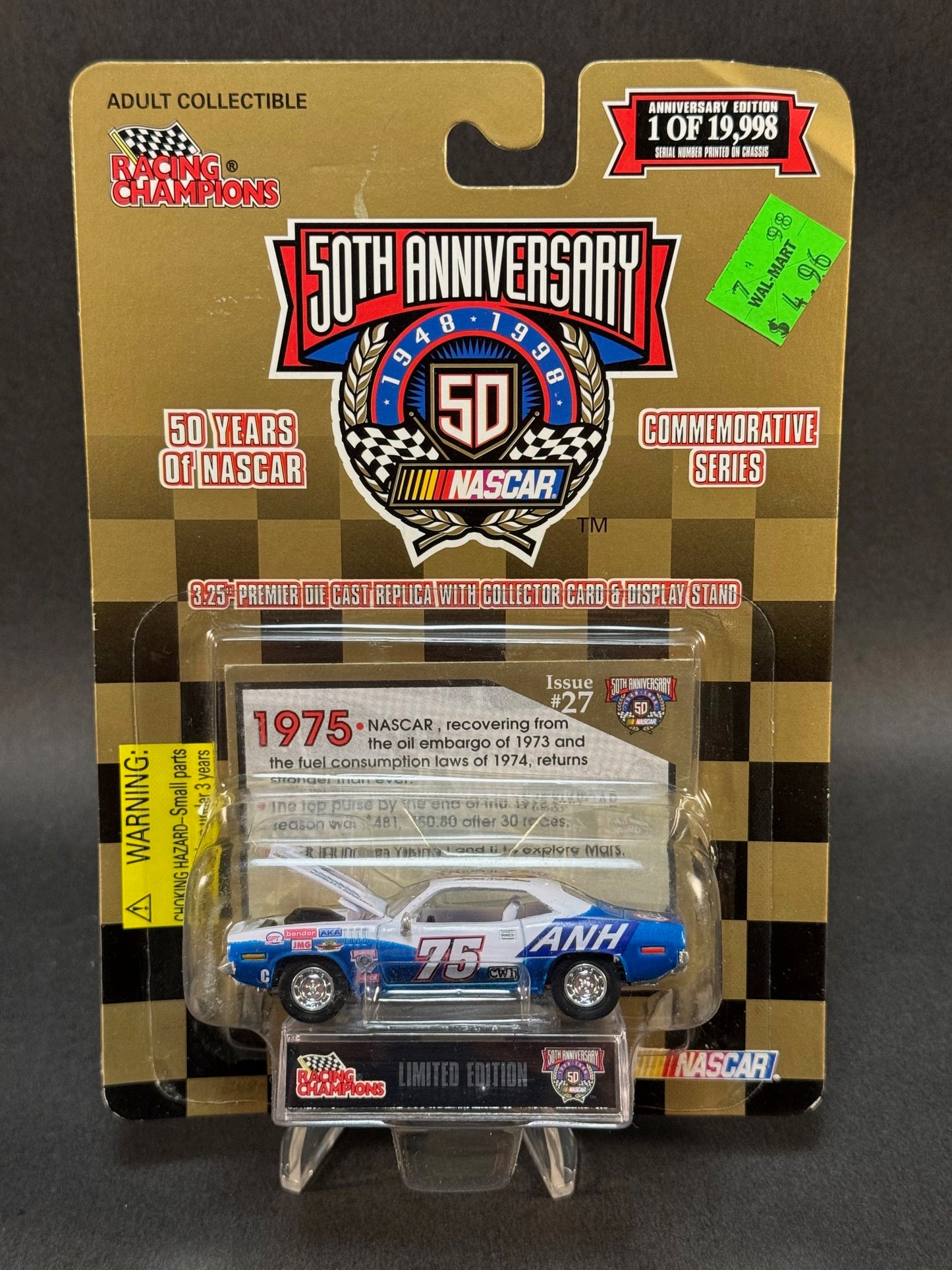 1998 Racing Champions 50 Years of NASCAR Issue #27 1975 Aaron Nicholaws #75