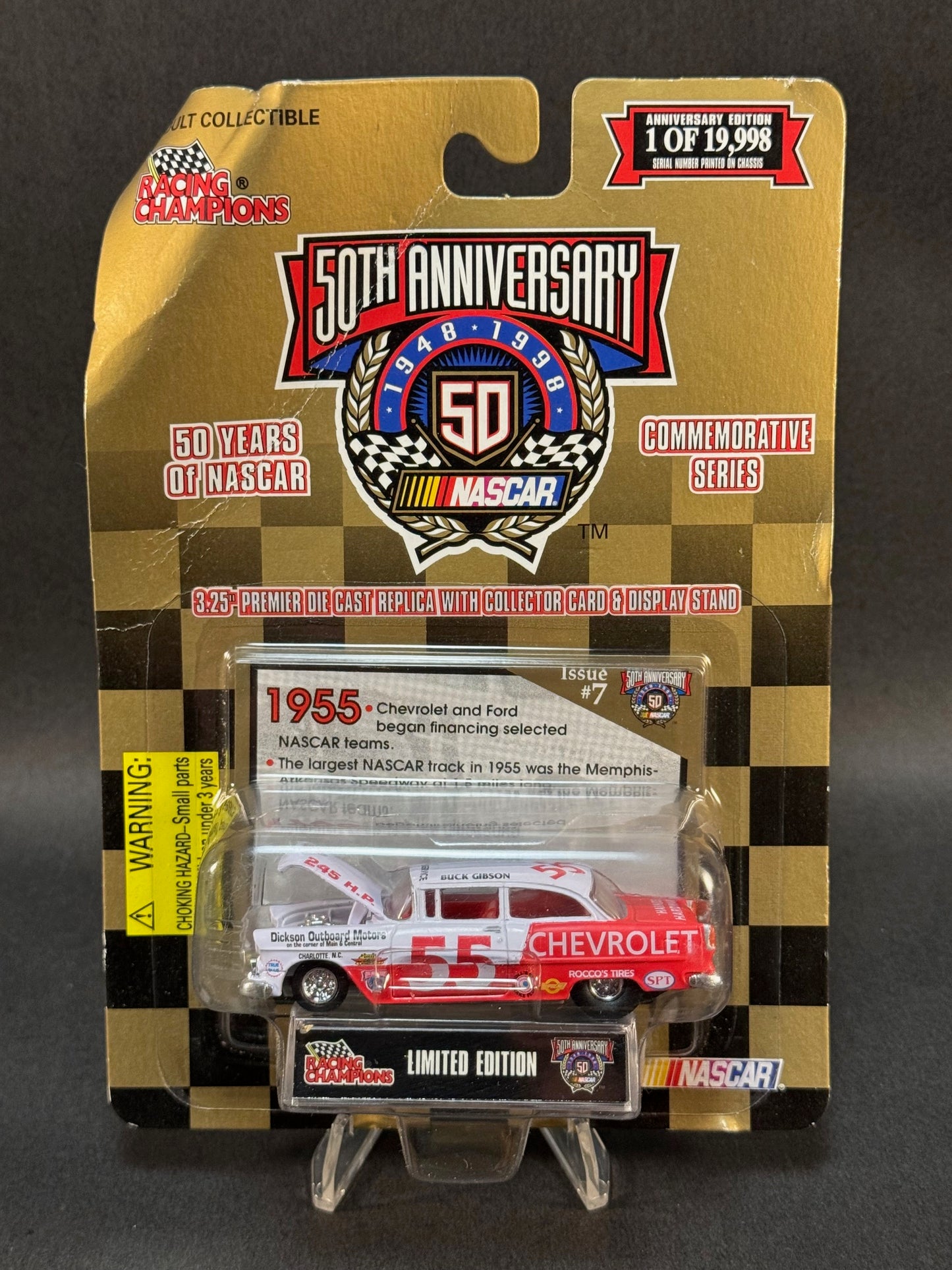 1998 Racing Champions 50 Years of NASCAR Issue #7 1955 Buck Gibson #55 *Creased Card