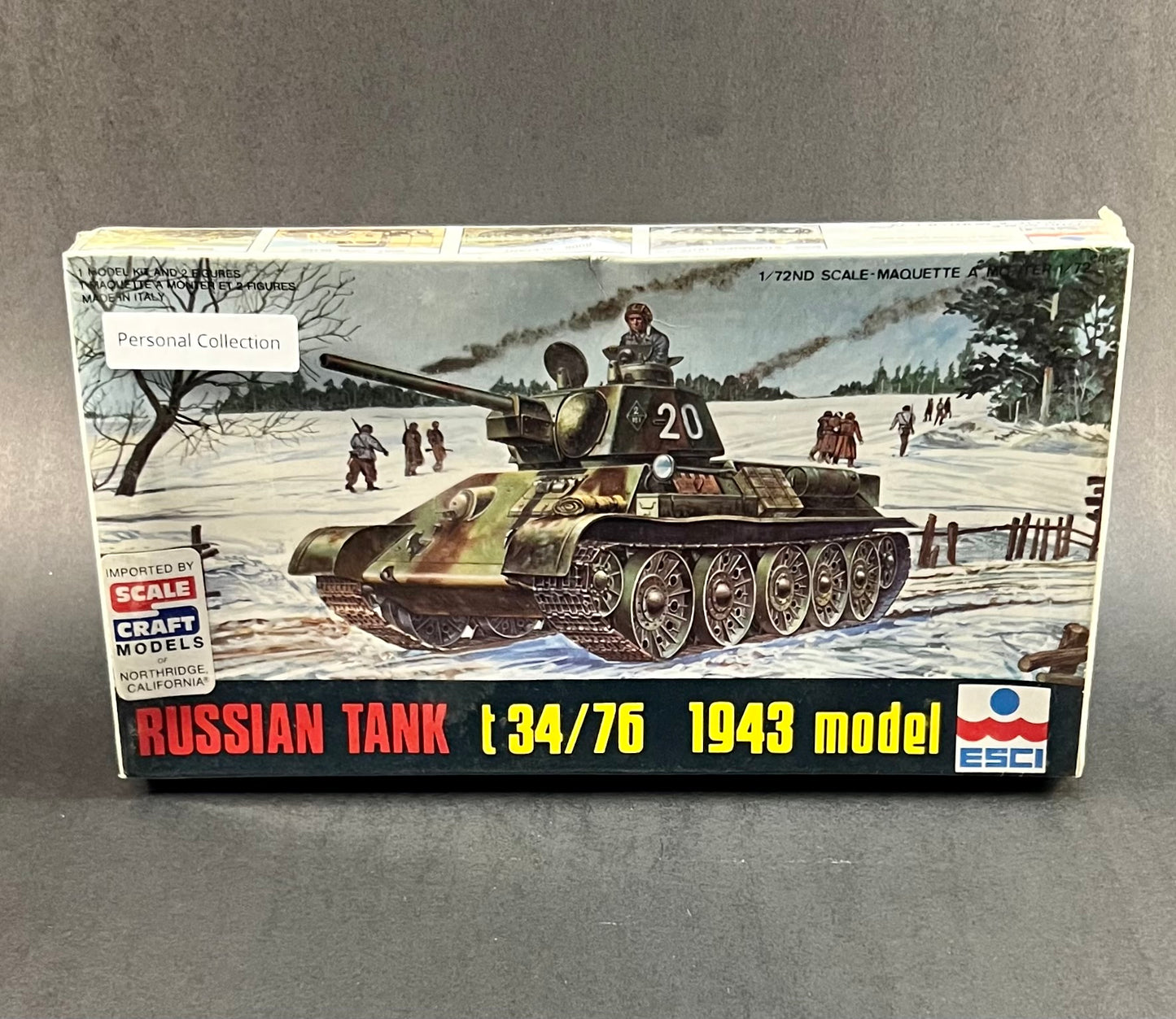 ESCI Model Kit 8047 1:72 Scale Russian Tank T34/76 1943 Model