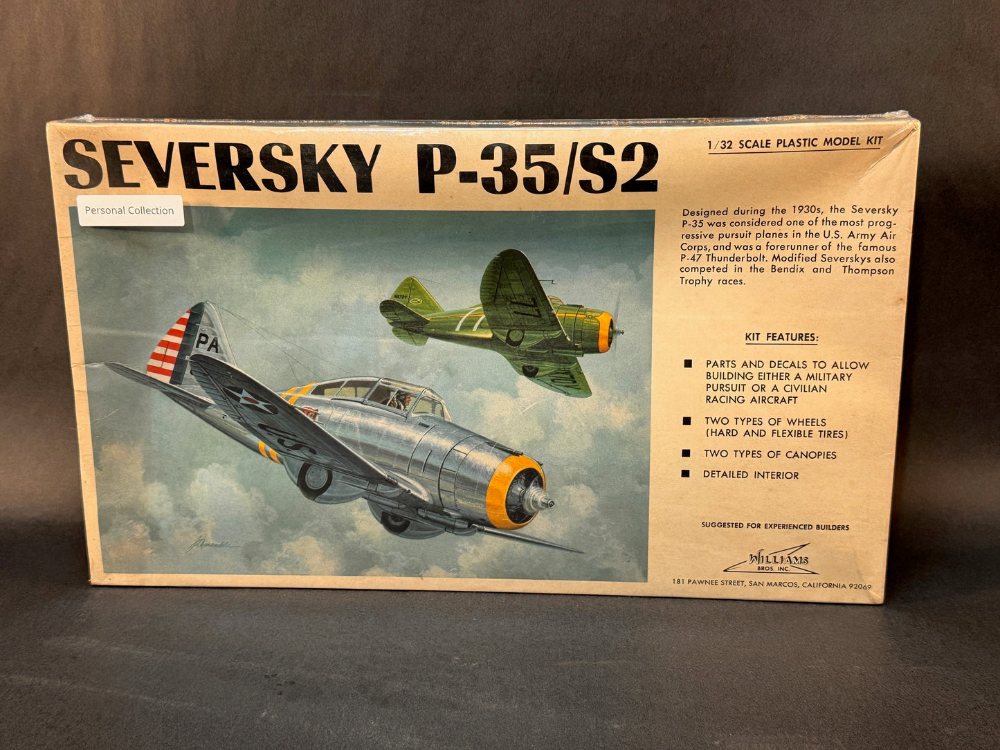 Williams Bros. Model Kit 135 1:32 Scale Seversky P-35/S2