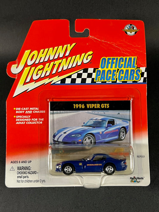 Johnny Lightning 2001 Official Pace Cars 1996 Viper GTS, Blue *Creased Card