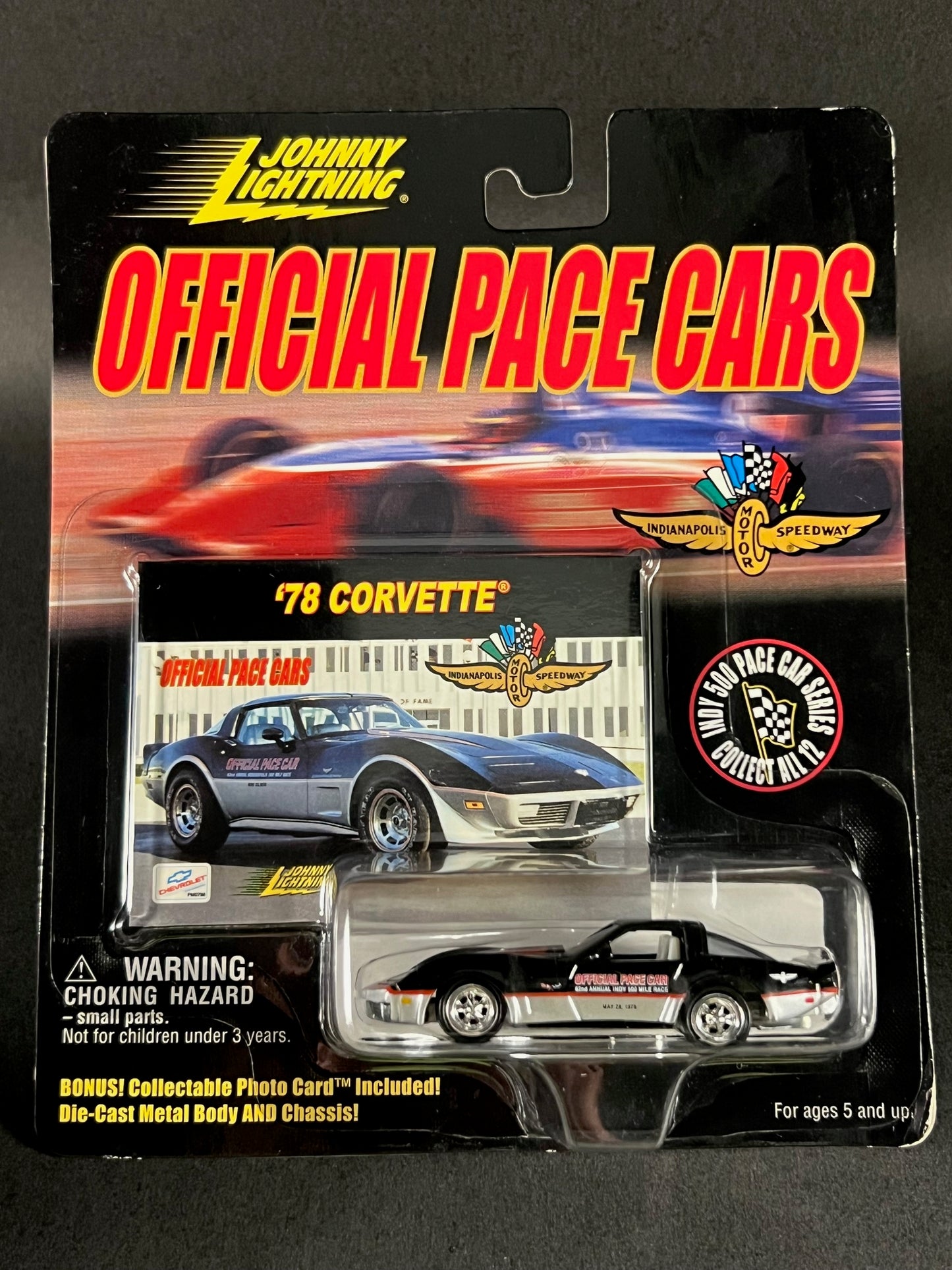 Johnny Lightning 1999 Official Pace Cars '78 Corvette, Black and Silver