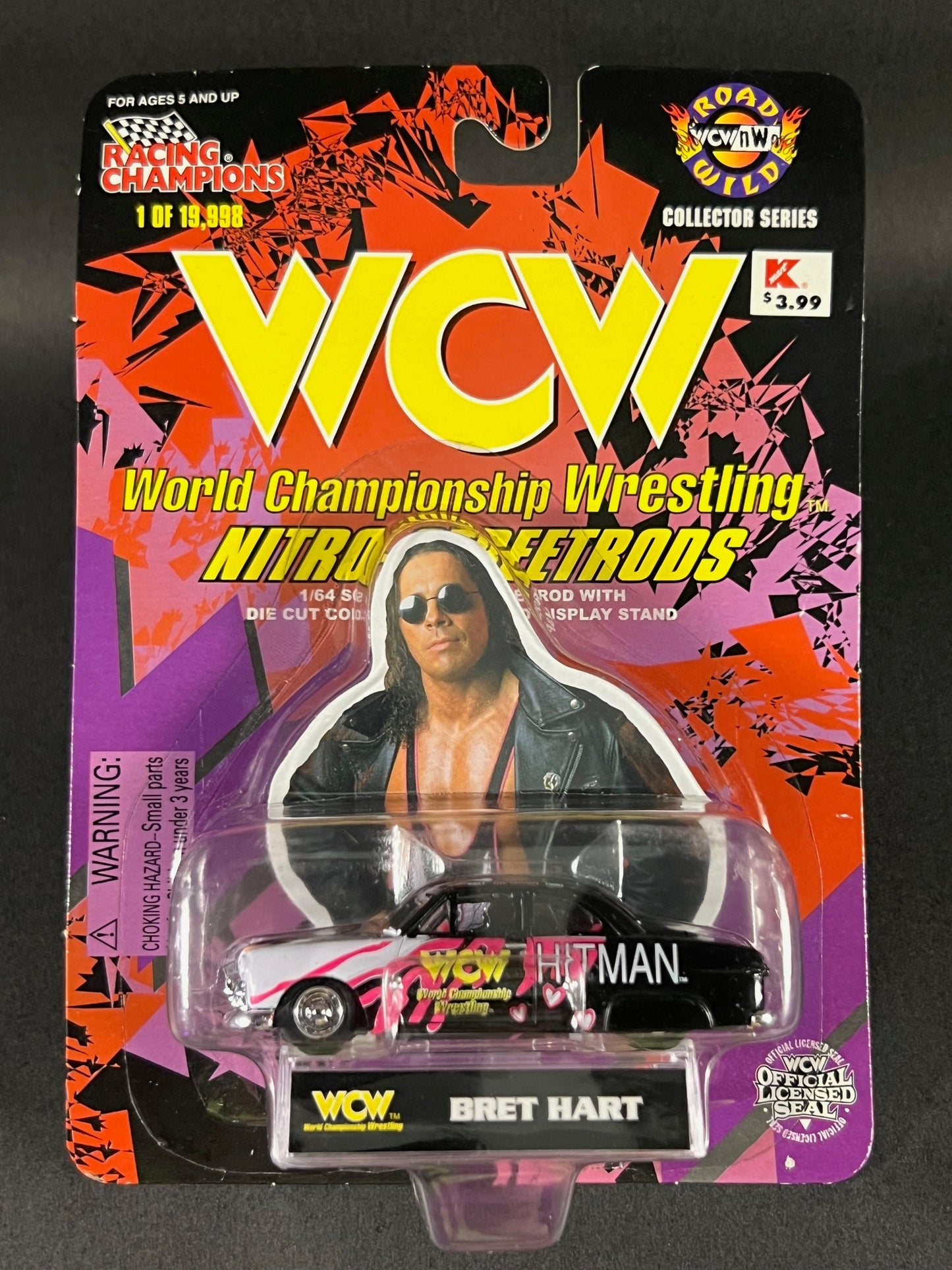 Racing Champions 1998 WCW Nitro StreetRods Road Wild Bret Hart, Black and White