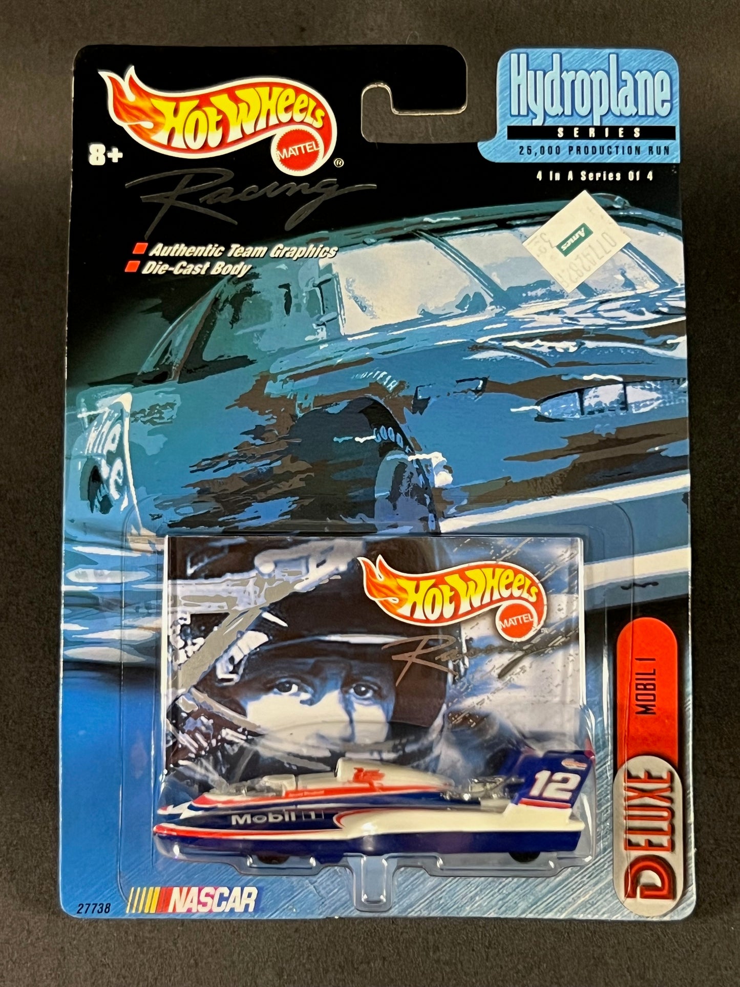 Hot Wheels Racing 1999 NASCAR Hydroplane Series #4 Mobil 1, Blue and White