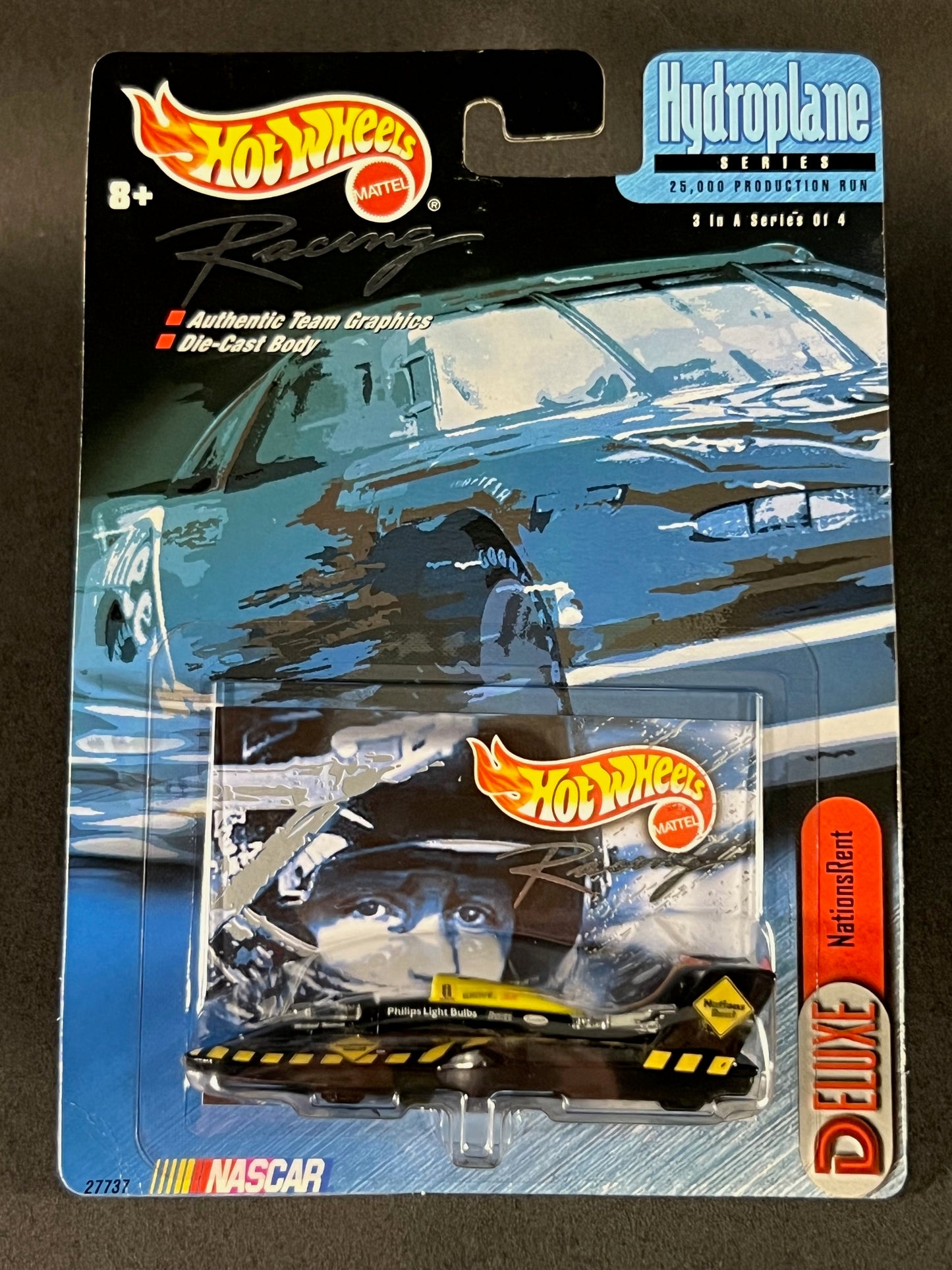 Hot Wheels Racing 1999 NASCAR Hydroplane Series #3 NationsRent, Black