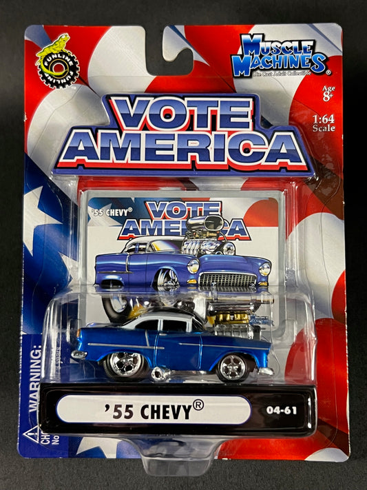 Muscle Machines 2004 Vote America Series 04-61 '55 Chevy, Blue