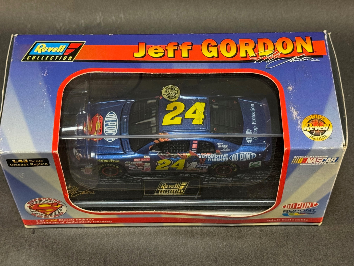 1999 Revell Collection 1:43 Superman Racing NASCAR Jeff Gordon 24, Blue