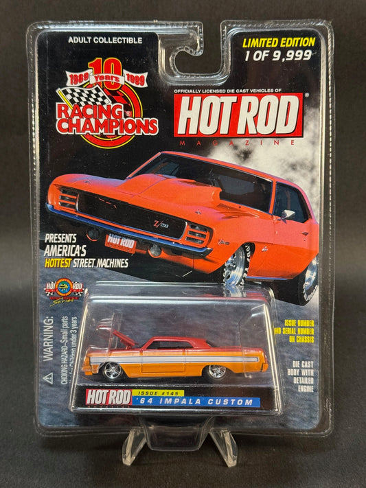 1999 Racing Champions Hot Rod Magazine Issue #145 '64 Impala Custom, Orange