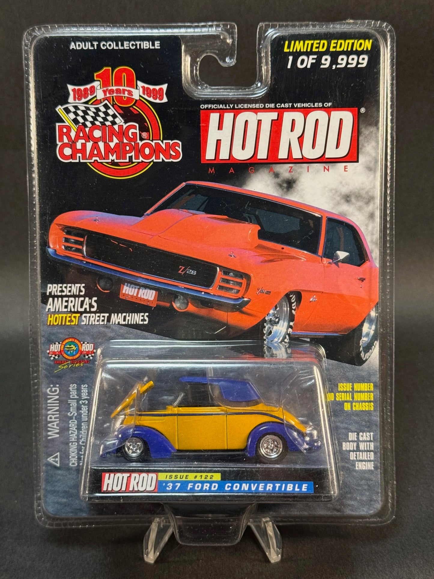 1999 Racing Champions Hot Rod Magazine Issue #122 '37 Ford Convertible, Yellow