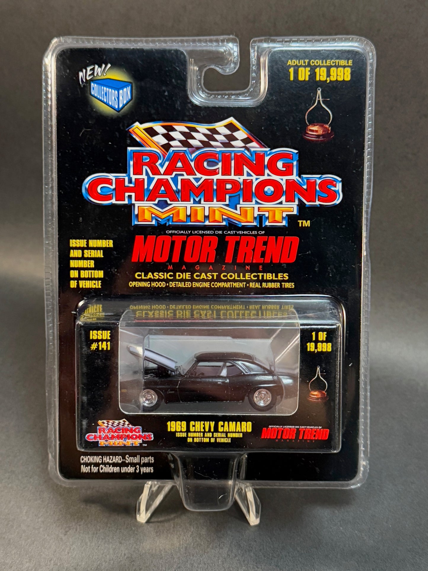 1998 Racing Champions MINT Motor Trend #141 1969 Chevy Camaro, Black