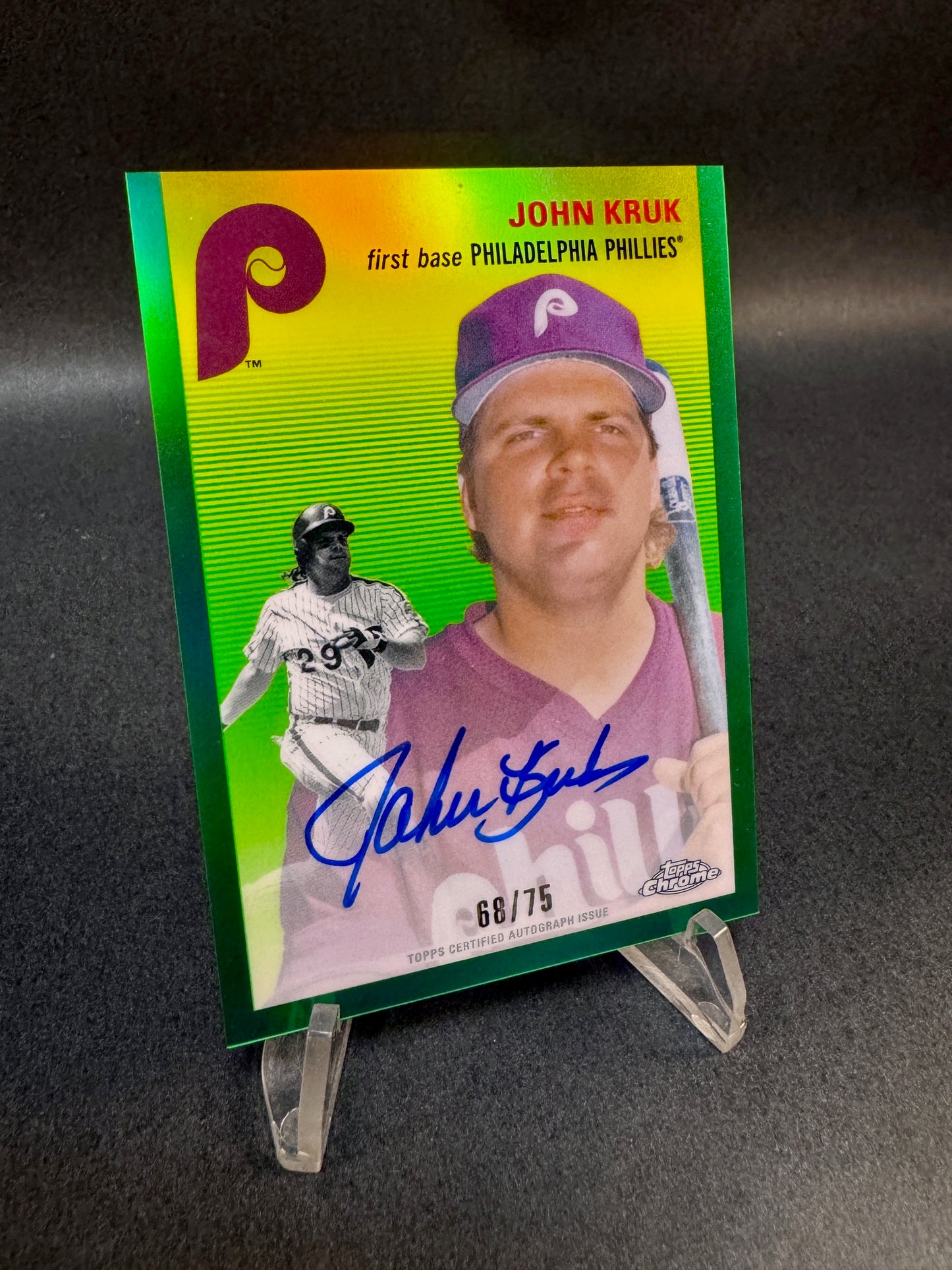 2023 Topps Chrome Platinum CPA-JK Green Refractor /75 John Kruk Autograph