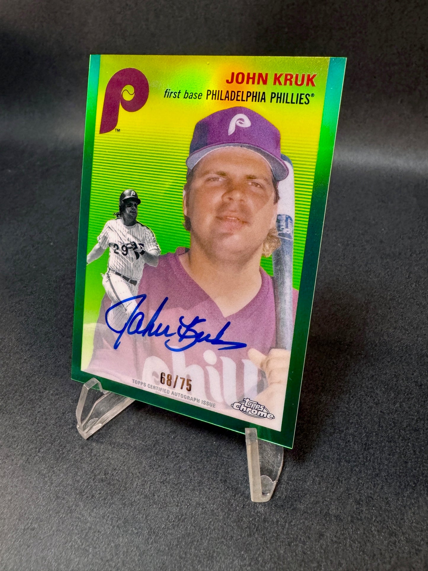 2023 Topps Chrome Platinum CPA-JK Green Refractor /75 John Kruk Autograph