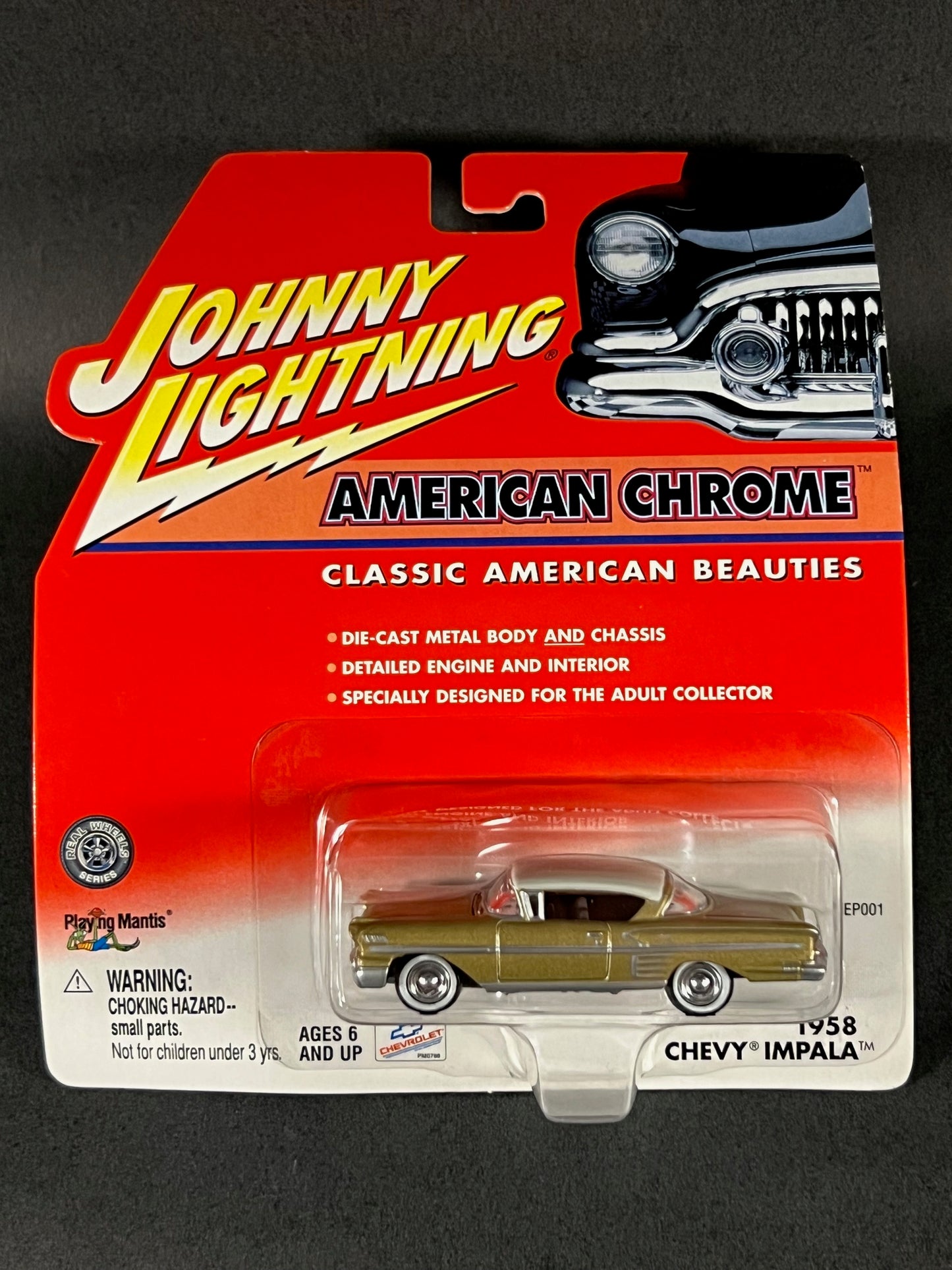 2001 Johnny Lightning American Chrome 1958 Chevy Impala, Gold
