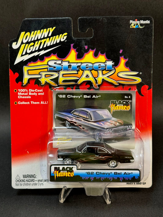 2004 Johnny Lightning Street Freaks Black With Flames #8 '62 Chevy Bel Air, Black