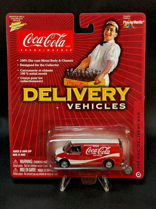 2003 Johnny Lightning Coca-Cola Delivery Vehicles #9 1998 GMC Delivery Van, Red and White