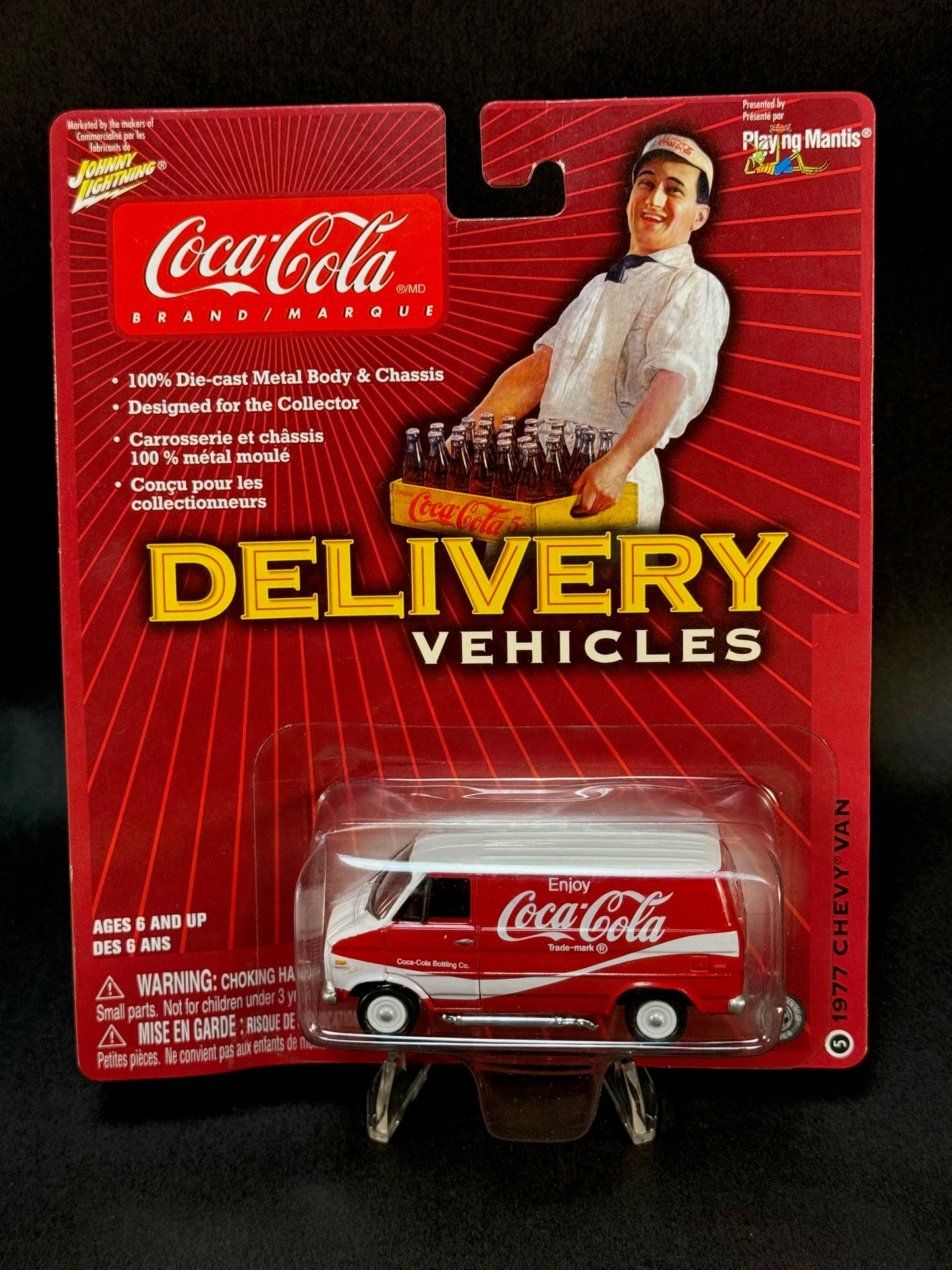 2003 Johnny Lightning Coca-Cola Delivery Vehicles #5 1977 Chevy Van, Red and White